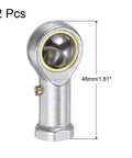 Two-Pack Five Sixteenth Inch Female Rod End Bearing With Five Sixteenth Inch Bore And 24 TPI Right Hand Thread Self-Lubricating Joint Includes Jam Nut, 45 Steel Body And Hardened Bearing Steel Ball, High-Strength Linkage For Smooth Motion, Up To 10 2 pcs, 46mm rod end bearing