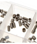 200 Pcs M3 M4 M5 M6 M8 304 Stainless Steel Grub Screws Hex Socket Set, Hex Head Assortment Kit For Machinery, Workshop DIY Projects, And Heavy Duty Fastening in plastic box