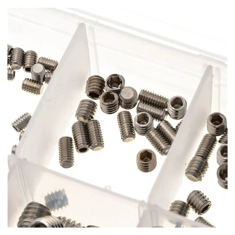 200 Pcs M3 M4 M5 M6 M8 304 Stainless Steel Grub Screws Hex Socket Set, Hex Head Assortment Kit For Machinery, Workshop DIY Projects, And Heavy Duty Fastening in plastic box