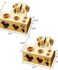 Beefed-Up Heavy Duty Battery Terminal Connectors with clear AWG options and copper zinc alloy construction, front view.