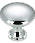 Copperfield Collection 1 3/16 Inch Chrome Mushroom Cabinet And Drawer Knob For Kitchen Bathroom And Furniture, Zamak, Front View