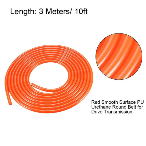 10ft 6mm PU Round Belt Urethane For Transmission And Conveyor Systems, coiled orange belt with smooth surface