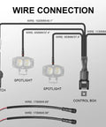 Diagram showing Two-Lead LED Light Wiring Harness With ON-OFF-ON Handlebar Switch For 22mm Handlebar Diameter Bikes And ATVs