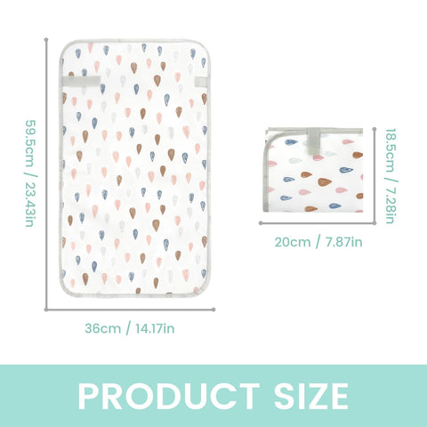 Portable Baby Changing Pad With Waterproof, Wipeable Surface for On The Go Parents, dimensions listed in image.