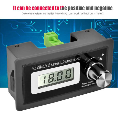 Two-Wire 4-20mA Loop Signal Generator With LCD Display and 3-21mA Range, showing 18.0 LCD reading