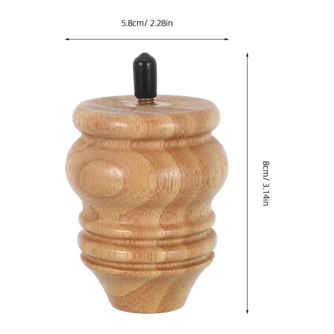 Gourd shaped wood furniture leg with dimensions, part of Four Pack Rubber Wood Furniture Leg Replacements For Sofas And Cabinets.