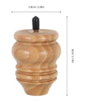 Single gourd-shaped turned wood furniture leg with measurements, part of Turned Wood Furniture Legs 4 Pack Gourd Shaped Solid Wood Cabinet And Table Leg Replacements No Sweat Easy Assembly For Chairs Tables Stools So Simple Clean Under Cabinets Classic Style.