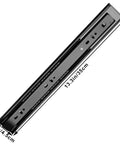 Heavy Duty Soft Close Ball Bearing Drawer Slides Full Extension Side Mount 35 Cm 13.8 Inch Pair black rail top view with dimensions