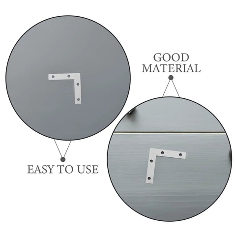 Heavy Duty 100pcs L Shape Corner Brackets Set iron brackets on surface showcasing easy installation and good material quality