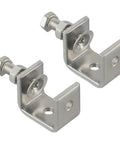 Heavy Duty Stainless Steel C Clamps For Welding And Woodworking Adjust 16-25Mm Desk Mount Screw Fastener Tool Silver Set Of Two Pieces close-up of two adjustable stainless steel clamps with screws