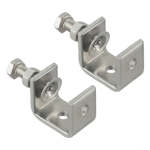 Heavy Duty Stainless Steel C Clamps For Welding And Woodworking Adjust 16-25Mm Desk Mount Screw Fastener Tool Silver Set Of Two Pieces close-up of two adjustable stainless steel clamps with screws
