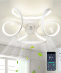 Dope Ceiling Fan With Light Low Profile Flush Mount Bladeless 6 Speeds Dimmable 3 Color Temperatures App And Remote Control