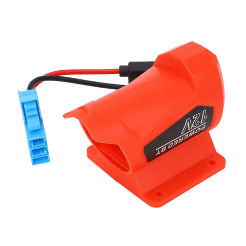 18V Battery Adapter Harness Connector Fusing Holder For Riding Toys And RC Robots, orange ABS housing visible