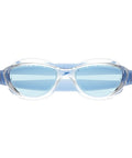 Premium Legit Unisex Adult Swim Goggles Featuring Straight Up Anti Fog Tech seamless UV blocking shield in blue view.