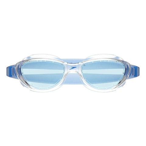 Premium Legit Unisex Adult Swim Goggles Featuring Straight Up Anti Fog Tech seamless UV blocking shield in blue view.