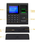 No Sweat Fingerprint Time Attendance System Bundled With Rock Solid 400lb Magnetic Lock Entry Kit showing LED screen, keypad, fingerprint collector.