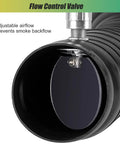 Flow control valve on Rugged Shop Ready Flexible Exhaust Arm Hose With Adjustable Smoke Extractor Hood for welding fumes.