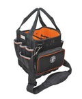 Heavy Duty Tool Bag With Shoulder Strap And 40 Pockets In Bright Orange Interior For Fast Tool Access, Molded Bottom For Stability
