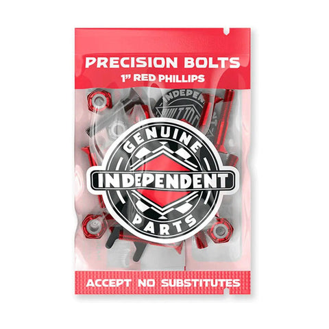 Skateboard Hardware Kit One Inch With Eight Red Anodized Bolts And Two Black Bolts Nylon Lock Nuts Includes Tool One Eighth Inch Red Indy Risers