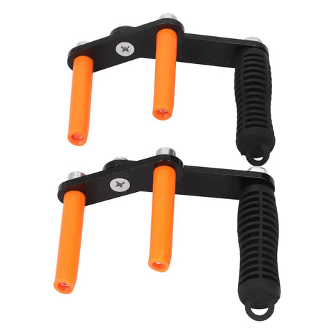 Rugged Heavy Duty Panel Lifter Handles Two Pack For Drywall Plywood Glass Quick Swap Construction Grabber Clamp with orange grips.