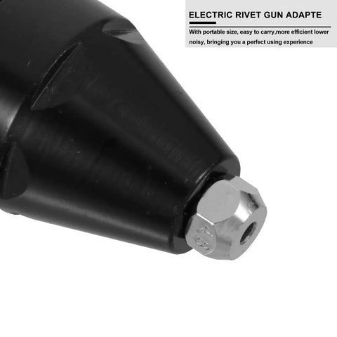 Super Cool Cordless Riveting Tool Kit With Electric Drill Adapter For Labor Saving Work Featuring Long Lasting Performance And Durable Plastic Build Perfect For Auto Manufacturing Jobs And Heavy Duty DIY Projects black drill adapter close-up
