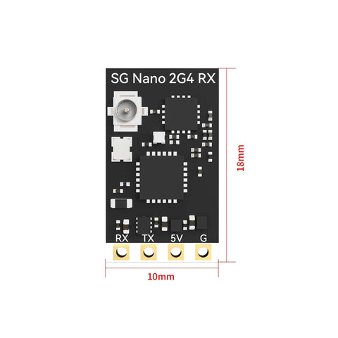 ExpressLRS FPV 2.4Ghz Receiver Nano Module With 78mm UFL T Antenna for drones and planes, compact 18x10mm PCB layout