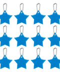 Pack of 12 Lake Blue Star Shaped Reflective Safety Pendant Keychain With Chain for Keychains and Night Visibility