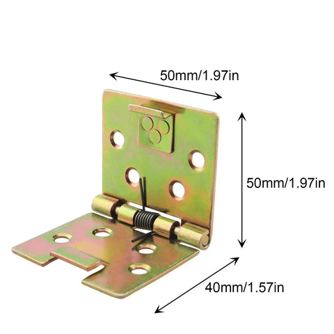 2 Pack Zinc Color Metal Spring Loaded Hinges For Cabinets 90 Degree Self Opening Heavy Duty Stainless Steel With Thick Spring