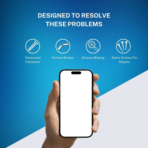 Top Shelf Complete Screw Replacement Kit For iPhone 14 Pro Max featuring tools for resolving screw issues like broken or missing screws.