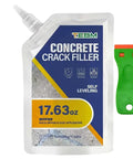 Heavy Duty Concrete Crack Filler Featuring Snap Tight Grip Annular Gap Seal For Grounding Rods, gas pipes in 17.63 oz pouch with green applicator.