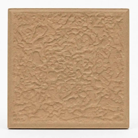 Textured brown ceramic tile, 8x8 inch, suitable for backsplash or countertop accent, high gloss finish, not for direct sunlight.