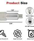 Stainless Steel Coolant Temperature Sensor Adapter For LS Engine Swaps M12 1.5 To Three Eighths Inch NPT Plug And Play Install Keeps OEM Sensors In Place On LS X LS1 LS3 LS2 LM4 LM7 L76 LQ9 LR4 LS6 And More GM LS Engines. 2.56 in stainless adapter, M12-1.5 male to 3/8 NPT female