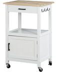 Smooth Rolling Kitchen Island Cart With Heavy Duty Casters And Solid Wood Top, white mobile coffee bar with storage drawer.