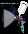Professional HVLP Spray Kit With 600Ml Cup And 1.3Mm Nozzle For Furniture Car And Wall Projects features large fan-shaped spraying.