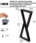 36 Inch Metal Bar Table Legs Set Of Two Sturdy Black Counter Height Support Legs For Coffee Tables Dining Tables And Desks With Adjustable Protector Feet And Beefy Heavy Duty Construction For Real Stability, featuring a hand adjusting a foot with detailed dimensions.