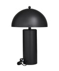 Black Metal Table Lamp With Dome Shade Modern Living Room Accent Light Durable Iron Construction 14x14x22 Inches
