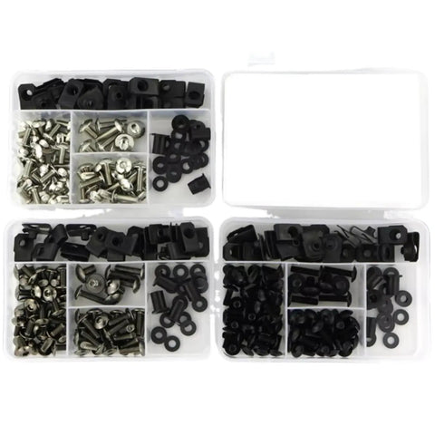 K1200S Compatible Motorcycle Fairing Bolts Kit With Washers Nuts Screws Fasteners Silver Dope Durable Heavy Duty Hardware Set For Easy 2005 2006 2007 2008 Fairing Replacement And Upgrades in clear organizer boxes
