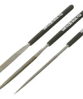3 Piece Basic File Set With Smooth Double Cut Blades And Handle, 140 Mm Total Length, Durable Black Finish, Ideal For DIY Projects