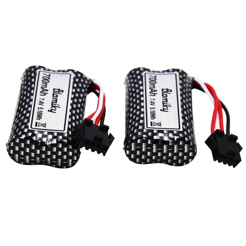Two Pack 7.4V 700mAh Li Ion SM-4P Rechargeable Battery With Cable For HJ812 HJ820 HJ825 HJ822 HJ138 And Bezgar TX126 RC Boats