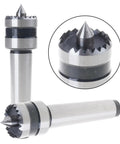 Durable Steel MT1 Mt2 Live Center Bearing Tailstock For Wood Turning Metalworking Lathe Tool 45# Steel Spindle Support Smooth Rotation shown from multiple angles.