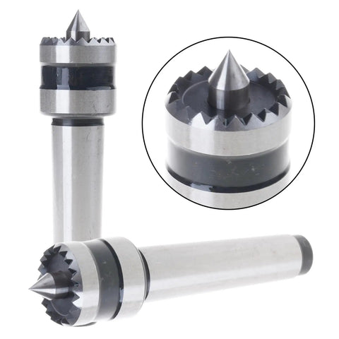 Durable Steel MT1 Mt2 Live Center Bearing Tailstock For Wood Turning Metalworking Lathe Tool 45# Steel Spindle Support Smooth Rotation shown from multiple angles.