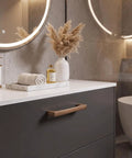 Badass Heavy Duty Two Pack Antique Brass Cabinet Pulls With 3 Inch Spacing Top Grade Zinc Alloy Build Smooth Operation For Kitchens Cupboards Drawers And Bathroom Vanity Setups on drawer in modern bathroom.