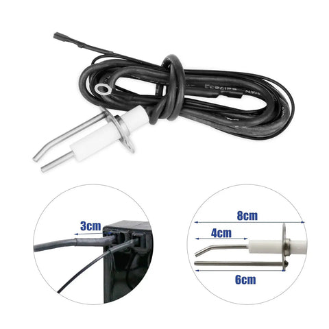 Push Button Fire Pit Igniter Kit With Dual Outlets And Ground Wire 48 Inch Electrode Ignition Cable with dimensions