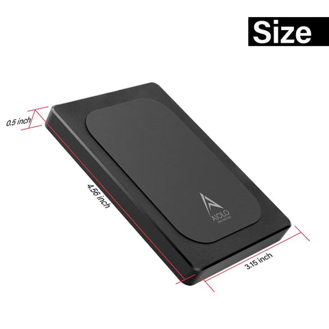 320GB Ultra Slim Portable External Hard Drive With USB 3.0 showing dimensions of 4.5 x 3.15 x 0.5 inches