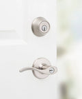 15 CP Single Cylinder Deadbolt Combo Pack With Balboa Entry Lever In Satin Nickel For Exterior Doors, Keyed Entry And Fully Reversible Lever