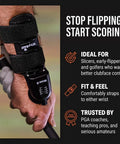 Wrist-X Golf Swing Training Aid With Audible Click Feedback, Adjustable 0 To 70 Degrees on golfer's wrist holding club