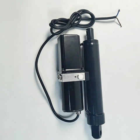 Rugged Electric Hydraulic Cylinder Linear Actuator with black casing and electric wire, 200mm stroke, designed for heavy machinery.