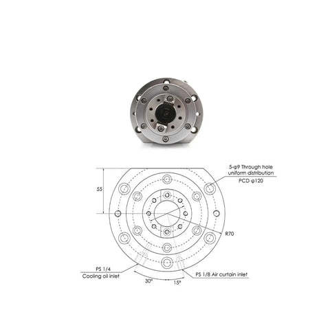 Front view of CNC Router Spindle With Auto Tool Change 3KW To 5.5KW 10000 RPM, showing precise milling power features.