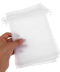 White Organza Gift Bags 100 Pack Drawstring Candy Bags For Party Favors And Wedding Decor Clear Sheer Mesh with hand holding collection