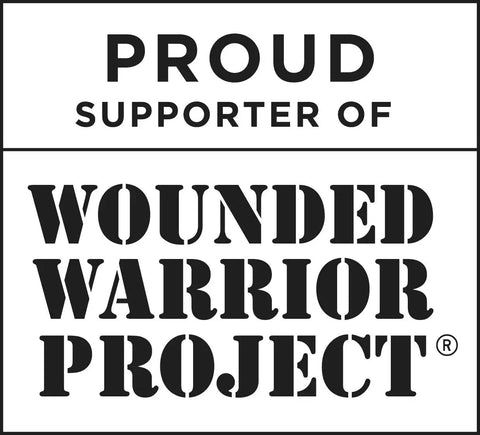 Proud Supporter of Wounded Warrior Project logo in black and white.